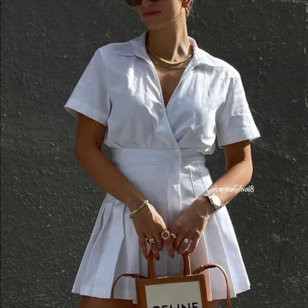 Zara blogger white pleated dress - Picture 9 of 10
